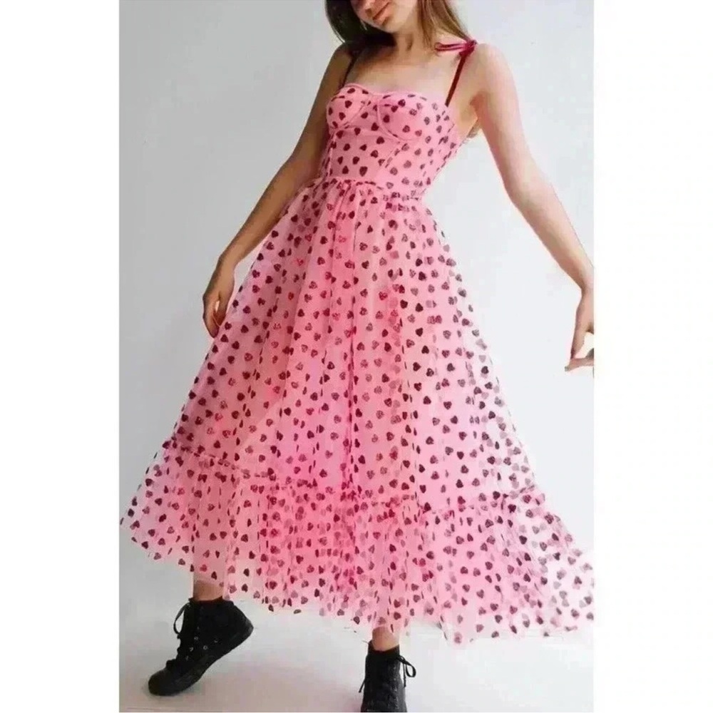 Betsey Johnson Pink Heart Midi Dress